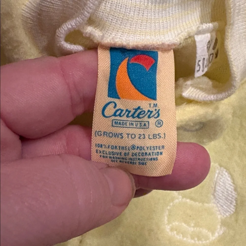 Vintage Carters Baby Yellow Unisex Sleeper One Pc Sleep Sack TO-26 Lbs